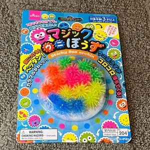 Daiso Japan Sticky Sea Urchin Toy Bright Neon Colors Funny Wall Crawler Novelty